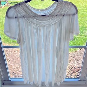 White Short Sleeve with Detail at Neck